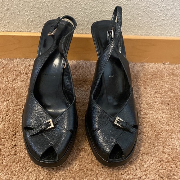 Prada Black Heels Made In Italy Size 37 1/2 - Picture 2 of 6